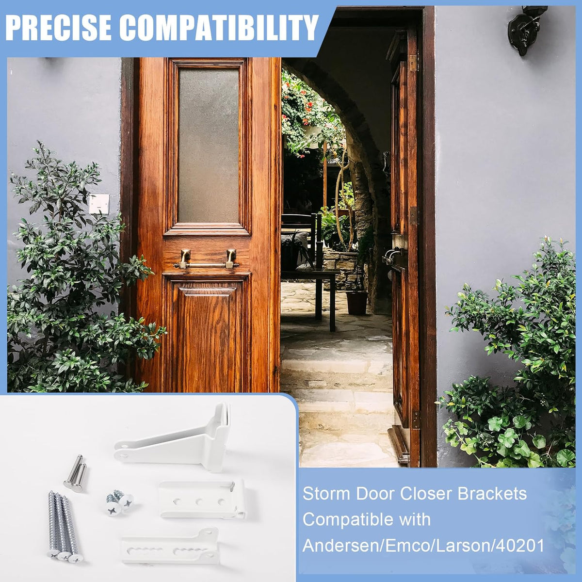 Storm Door Closer Bracket?Repair Jamb Bracket Compatible with Andersen?Durable Screen Door Closer Replacement Parts Kits with Emco/Larson/Pella, Protecting Doors from Damage from Strong Winds (White)