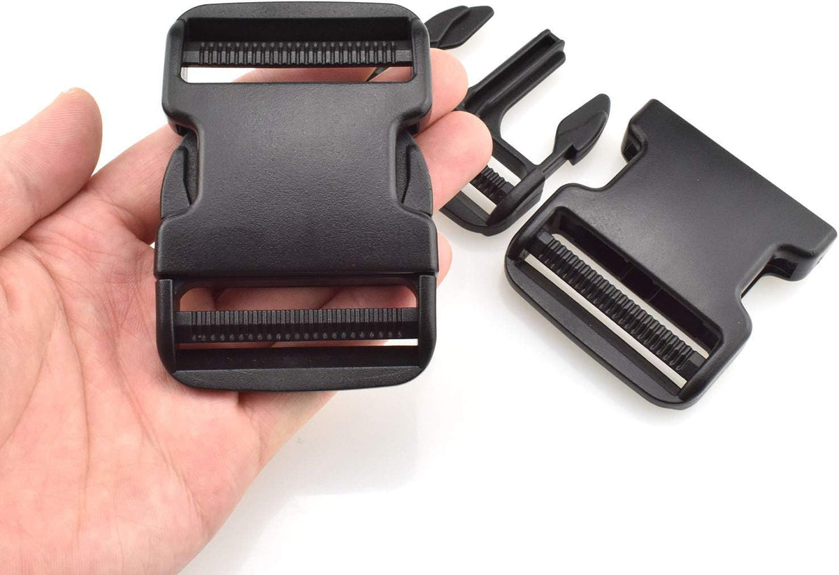 SGH Pro Extra Thick Military Grade Dual Adjustable Quick Side Release Buckles 2' Wide 4 Pack Clips Snaps No Sewing Heavy Duty Replacement for Webbing Boat Cover Backpack Fanny Pack