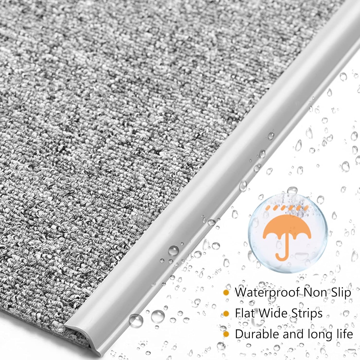 Carpet Edge Binding Trim, Self Adhesive Grey Floor Transition Strip/Rugs Edging Bar for Indoor Doormat Protect, Flexible PVC Seal Molding for Robot Vacuum Cleaner (700cm (23ft))   700cm (23ft)