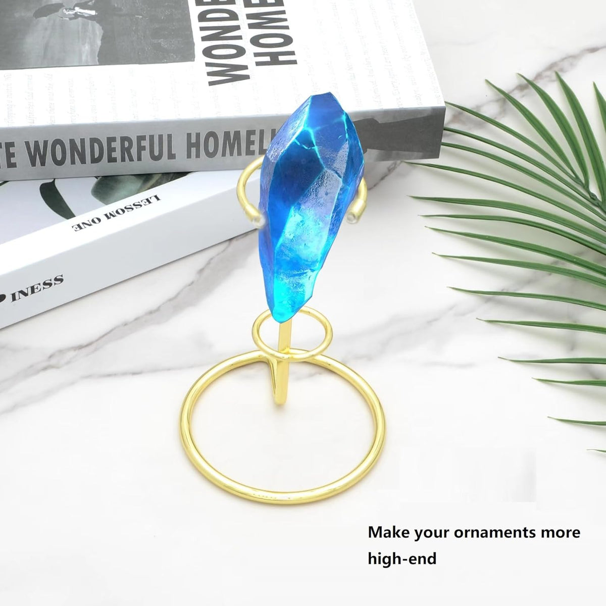 4 Pieces Small Crystal Rod Display Stand - Elegant Iron Gemstone and Mineral Holder, Geode Holder for Small Gemstone Crystal Mineral Agate Two Sizes 2.4x3.7 Inch 3.38×5.11 Inch Size (silver, large)