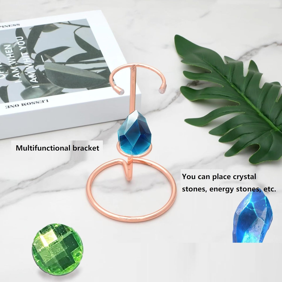 4 Pieces Small Crystal Rod Display Stand - Elegant Iron Gemstone and Mineral Holder, Geode Holder for Small Gemstone Crystal Mineral Agate Two Sizes 2.4x3.7 Inch 3.38×5.11 Inch Size (silver, large)