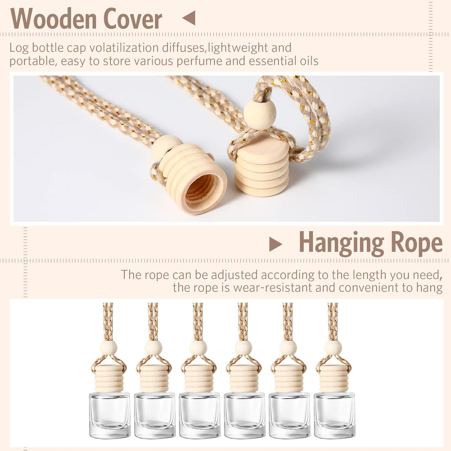 100 Pcs Car Air Fresheners Diffuser with Wooden Empty Aromatherapy Diffuser Clear Fragrance Holder Pendant Hanging Perfume Fresheners Bottles for Car Decor(Clear Classic)
