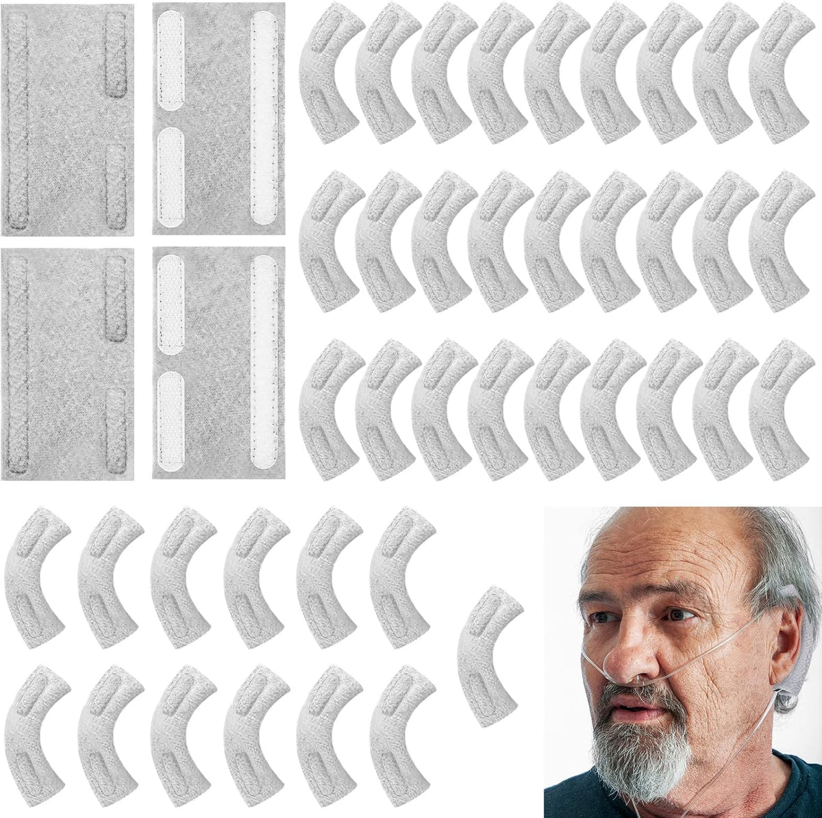 40 Pack Nasal Cannula Ear Cushions Soft Oxygen Covers Tubing Ear Pads Comfort Cannula Wrap for Oxygen Users to Prevent Cheek Indentation Discomfort