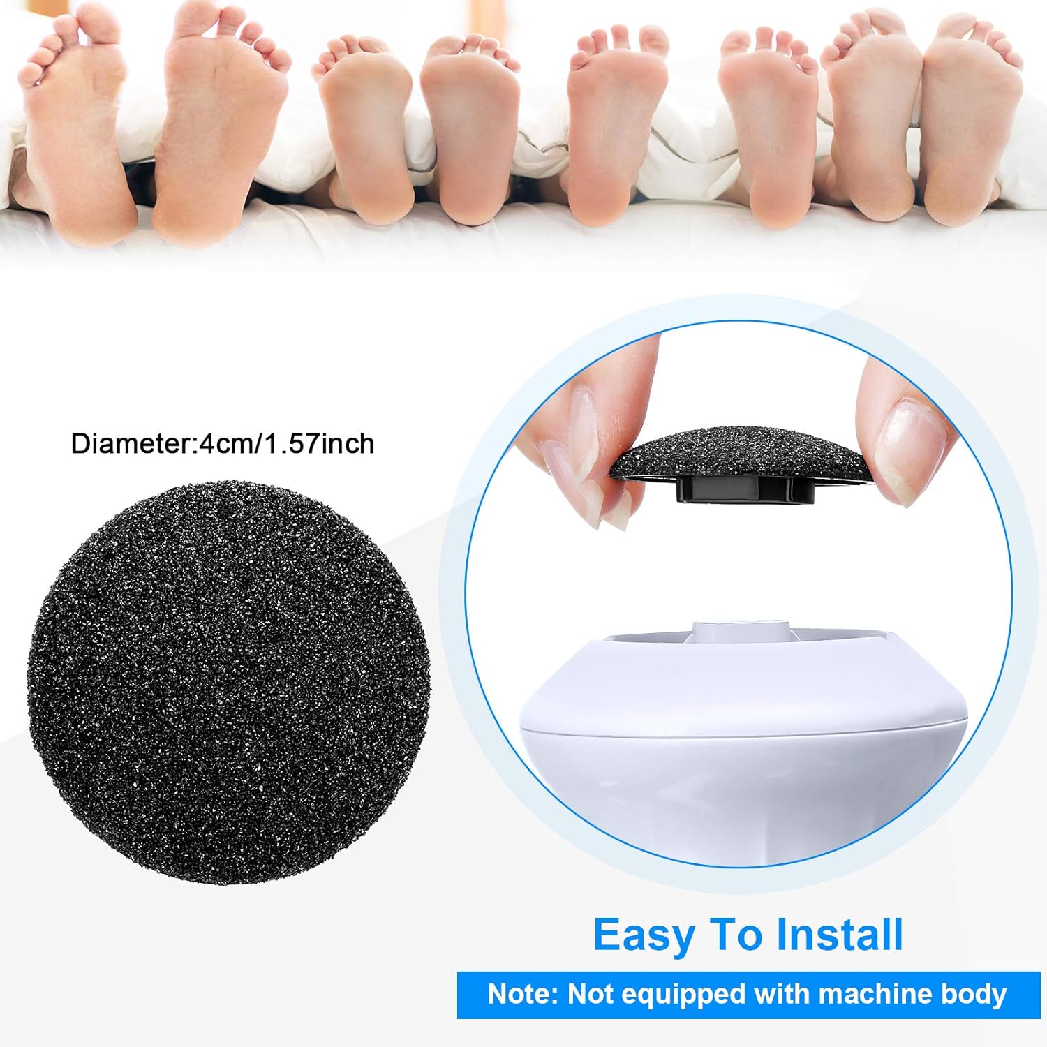 20 Pieces Regular Coarse Replacement Pads for Portable Electric Foot Grinder Foot File Refills Vacuum Adsorption Electric Callus Remover Hard Skin Grind Head for Cracked Heels Dead Skin (Black, Gray)