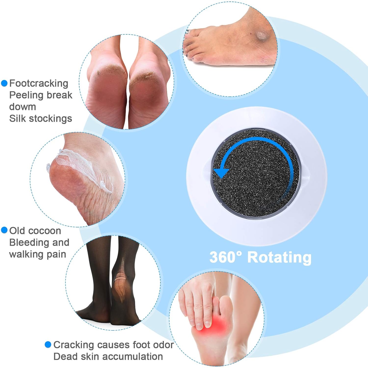 20 Pieces Regular Coarse Replacement Pads for Portable Electric Foot Grinder Foot File Refills Vacuum Adsorption Electric Callus Remover Hard Skin Grind Head for Cracked Heels Dead Skin (Black, Gray)
