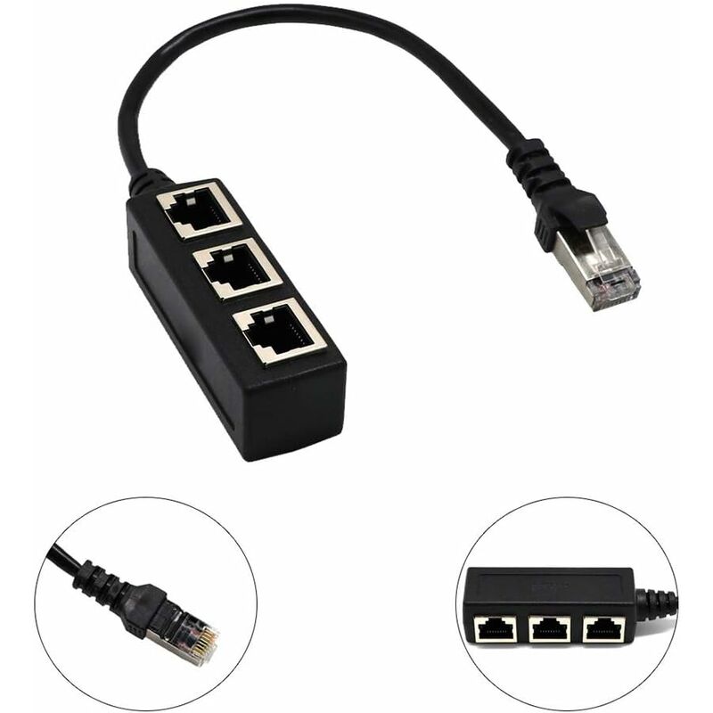 RJ45 Ethernet Splitter 1 to 3 Port Network Cable Adapter