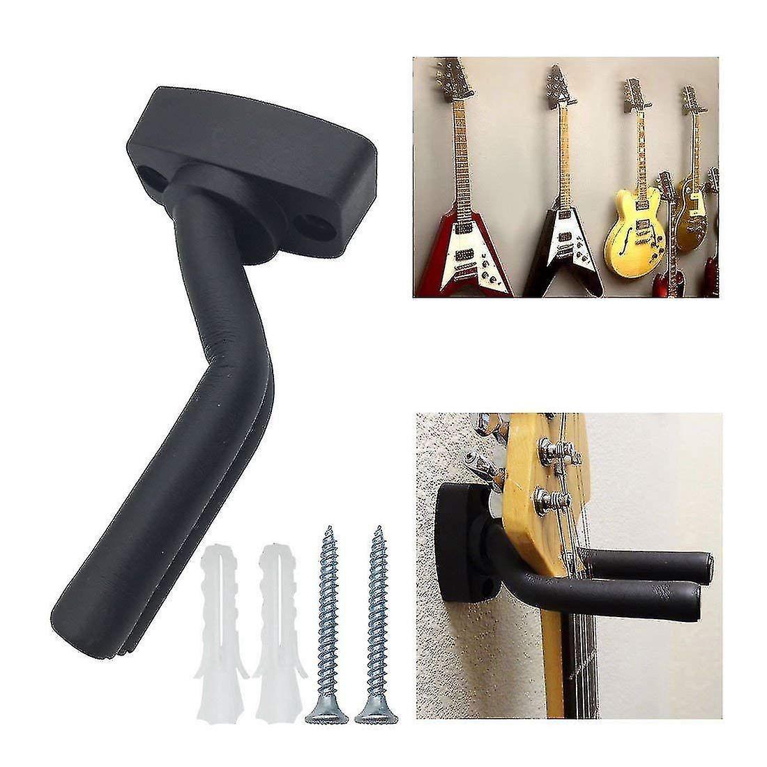 Guitar Hanger Wall Mount 5-Pack Black with Screws Compatible with Guitars