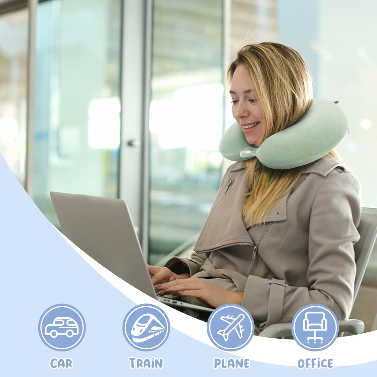 Travel Pillow Neck Pillow Memory Foam Travel Pillows Head Support Pillow for Airplane Train Car Office Travel Essential Flight Pillows for a Long Time Gray Gr Green One Size