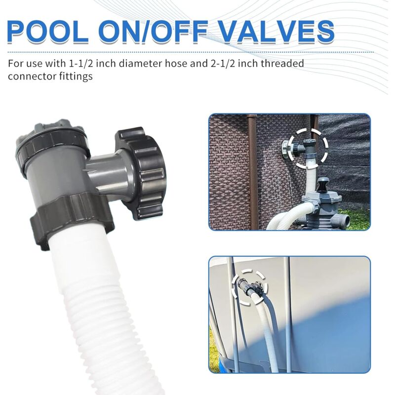 Pool Pump Replacement Parts Inlet and Outlet Valve Compatible with Coleman Intex Bestway for 1-1/2 Inch Hose 2 Set