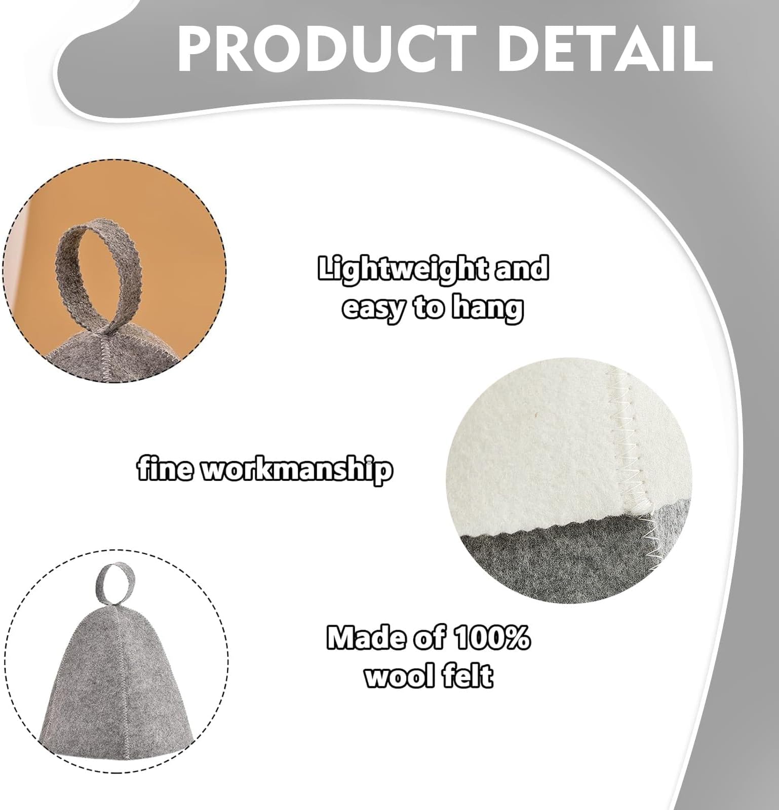 Felt Sauna Hat 2 Pack Natural Wool Comfortable Breathable Accessories Gray and White Jar