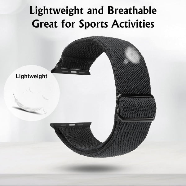 Apple Watch Band Compatible with 41mm 40mm 38mm Adjustable Stretchy Sport Strap for Men Women Black
