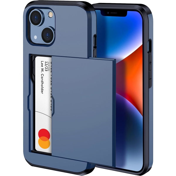 2023 new iPhone 14 case with card holder, Wireless charging compatible iPhone 14 Wallet case, Slim shockproof iPhone 14 case Wallet (blue)_max