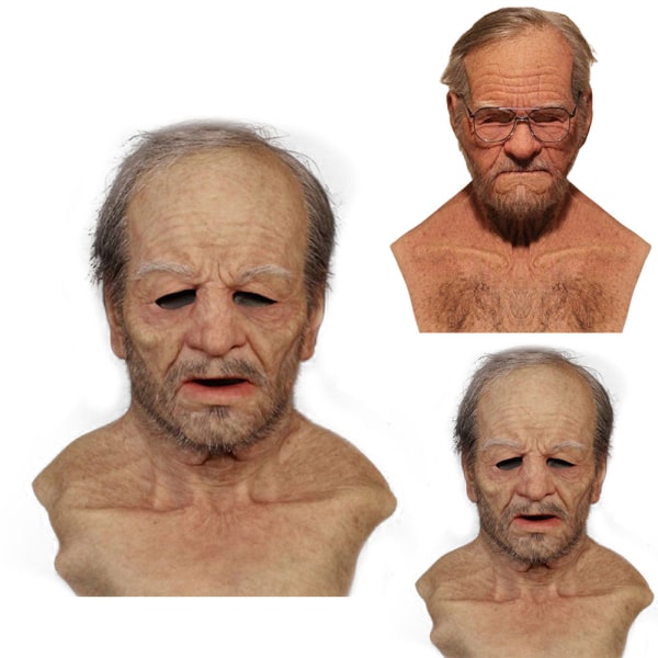 Halloween Mask Realistic Old Man Latex Party Cosplay Mask Props 1