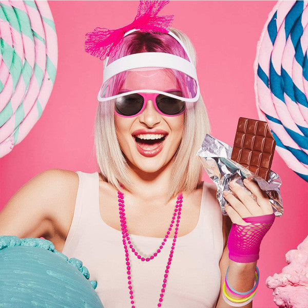 Women's 80s Neon Accessories Dance Hen Party Masquerade Retro Rose Red Rose Red