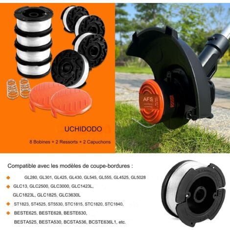 Trimmer spool for Black & Decker trimmers, 8 trimmer spools with 2 spool covers and 2 springs.pa_max 22-23 22