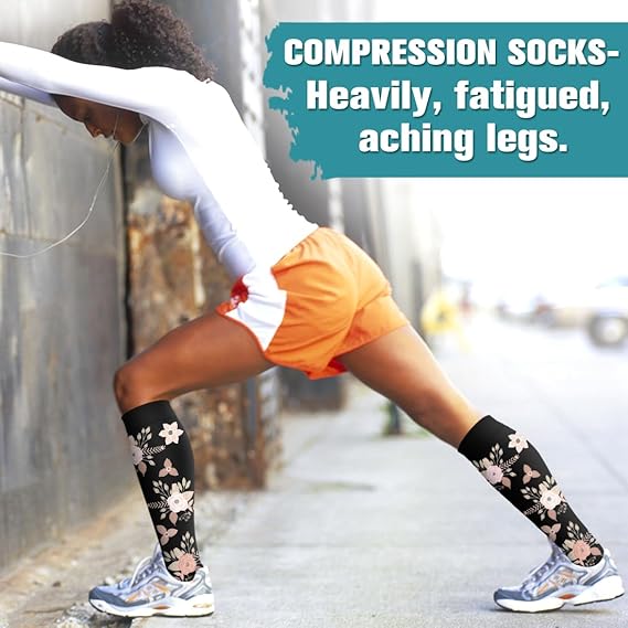 Compression Socks for Women & Men Circulation (6 Pairs) - Graduated Support Socks for Running, Athletic Sports, S/M—max S\/M