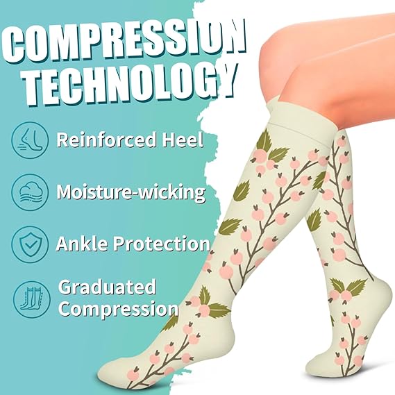 Compression Socks for Women & Men Circulation (6 Pairs) - Graduated Support Socks for Running, Athletic Sports, S/M—max S\/M