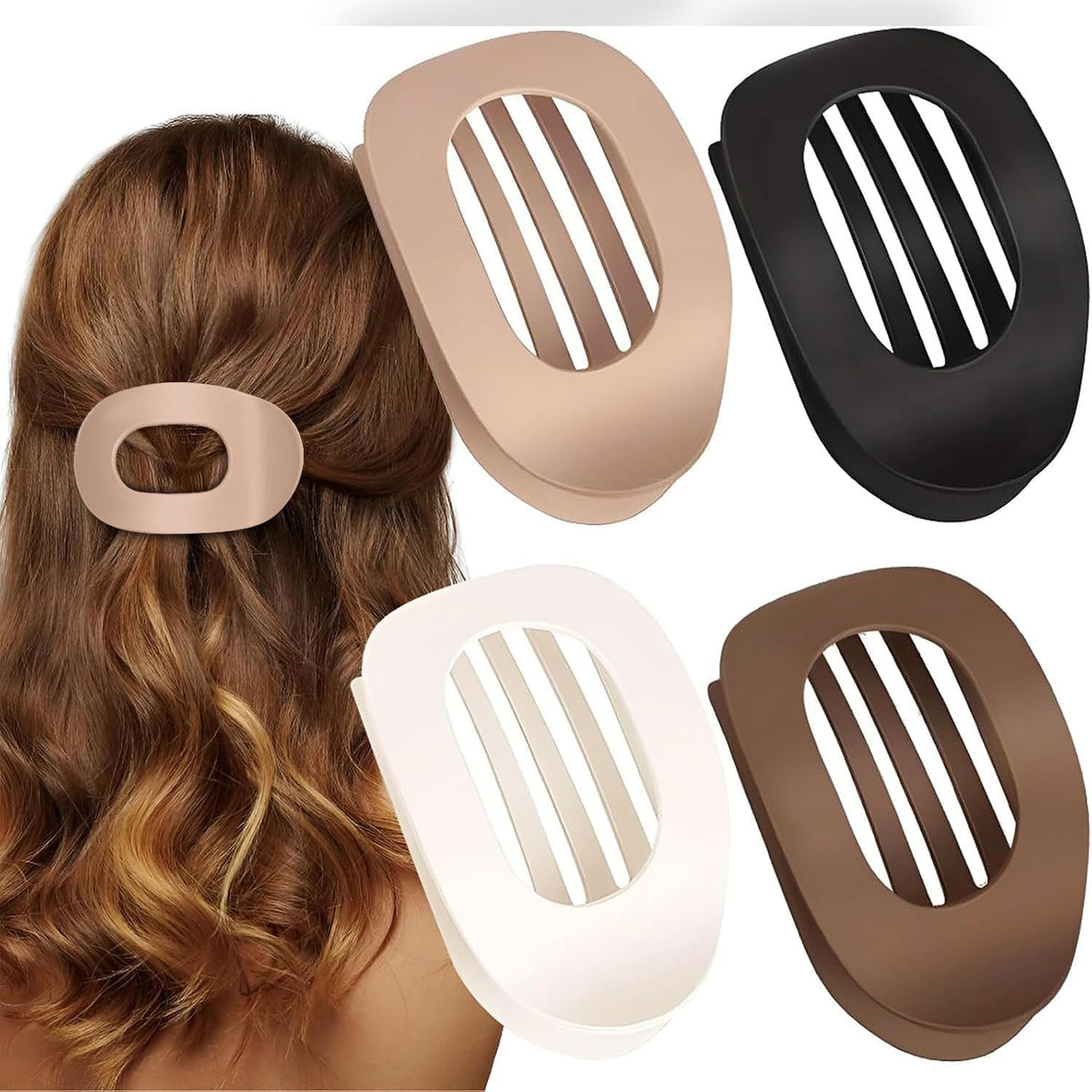 Hair Clips for Women 4 Pcs Matte Strong Hair Clips for Thin and Thick Hair Curved Design Hair Accessories