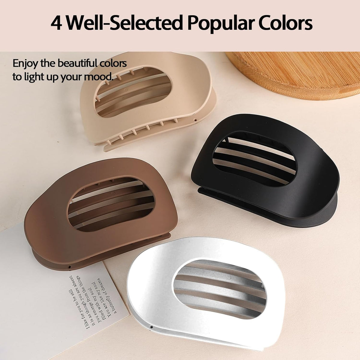 Hair Clips for Women 4 Pcs Matte Strong Hair Clips for Thin and Thick Hair Curved Design Hair Accessories