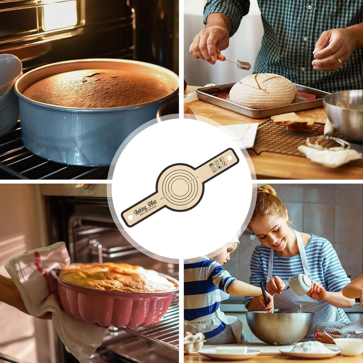 Silicone Dough Mat with Precise Scale Foldable Bread Rolling Kneading Baking Mat