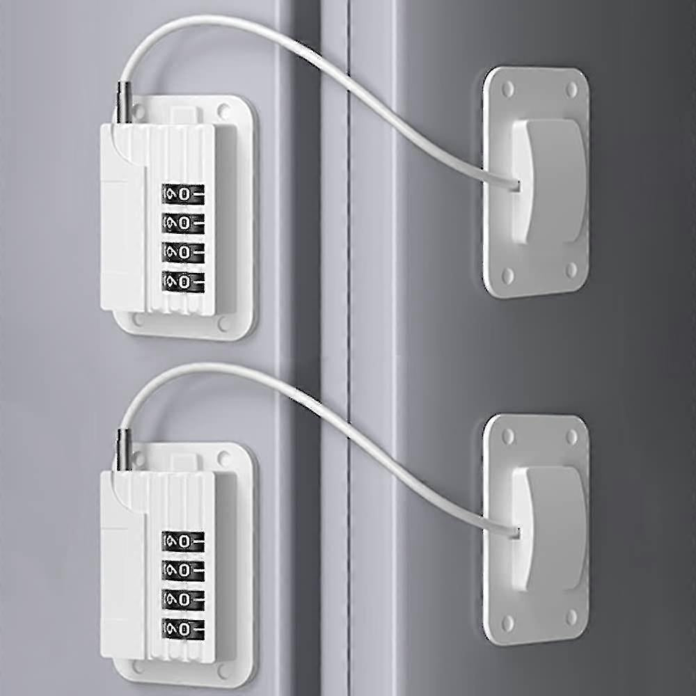 Refrigerator Safety Lock Self-Adhesive Combination Lock White Pack for Adults Compatible with Electric Mini Fridge