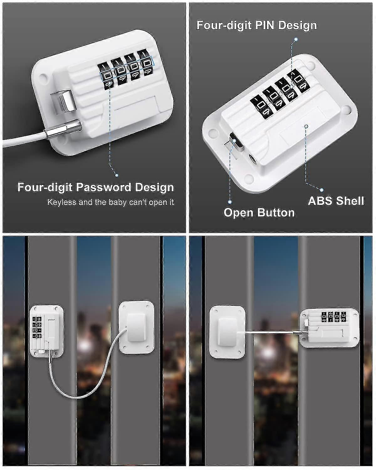 Refrigerator Safety Lock Self-Adhesive Combination Lock White Pack for Adults Compatible with Electric Mini Fridge