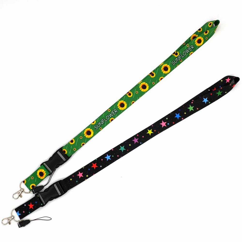 Smooth Sunflower, Stars Lanyard Black