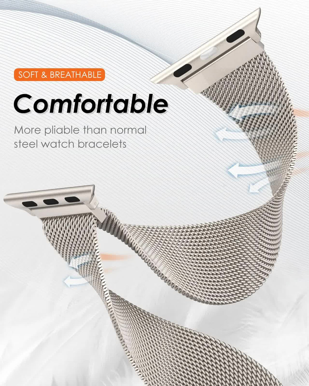 Compatible with Apple Watch Band Milanese Loop Series 9 8 7 6 SE 5 3 Ultra 2 Sizes 38mm 40mm 41mm 42mm 44mm 45mm 49mm Black