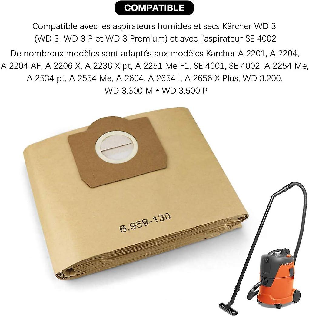 10-pack vacuum cleaner bags for Karcher 6.959-130.0 filter bags A 2201/2204/2504