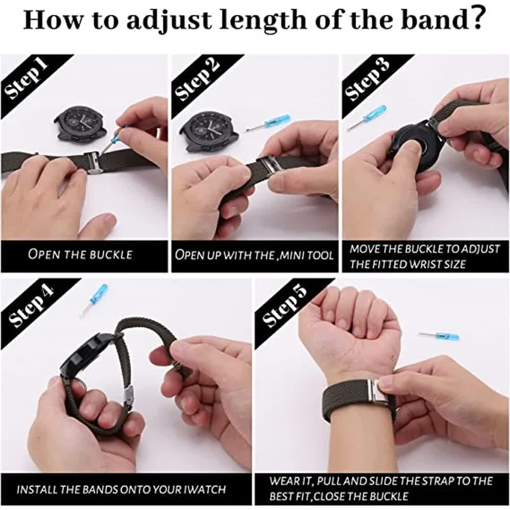 Compatible withSamsung Galaxy Watch 4 5 6 Pro Classic 20mm Strap Black Nylon Band 40mm 43mm 44mm 45mm 47mm