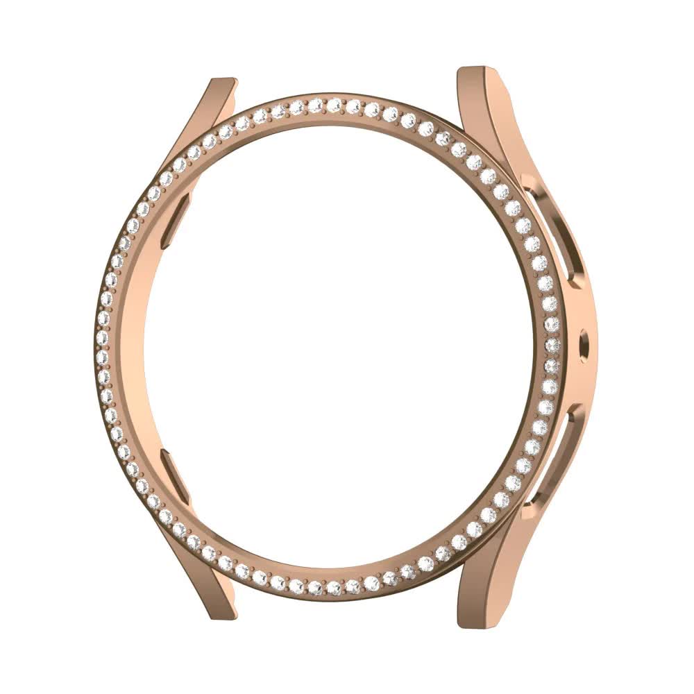 Compatible with Samsung Galaxy Watch 6 5 4 40mm Case PC Single Row Diamond-Coated Shiny Protection Rose Gold Galaxy Watch6 40mm