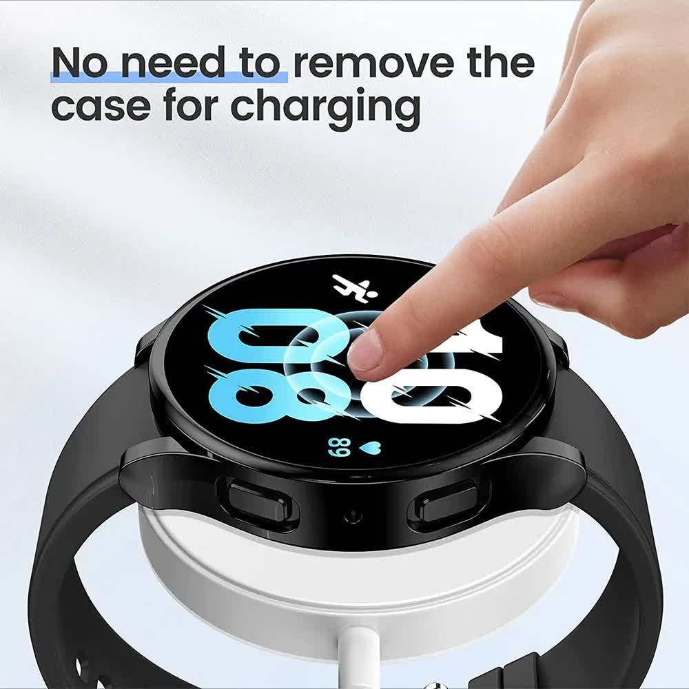 Compatible with Samsung Galaxy Watch 4 5 6 Screen Protector Case 40mm 44mm with Silicone TPU Bumper Black Galaxy Watch6 44mm