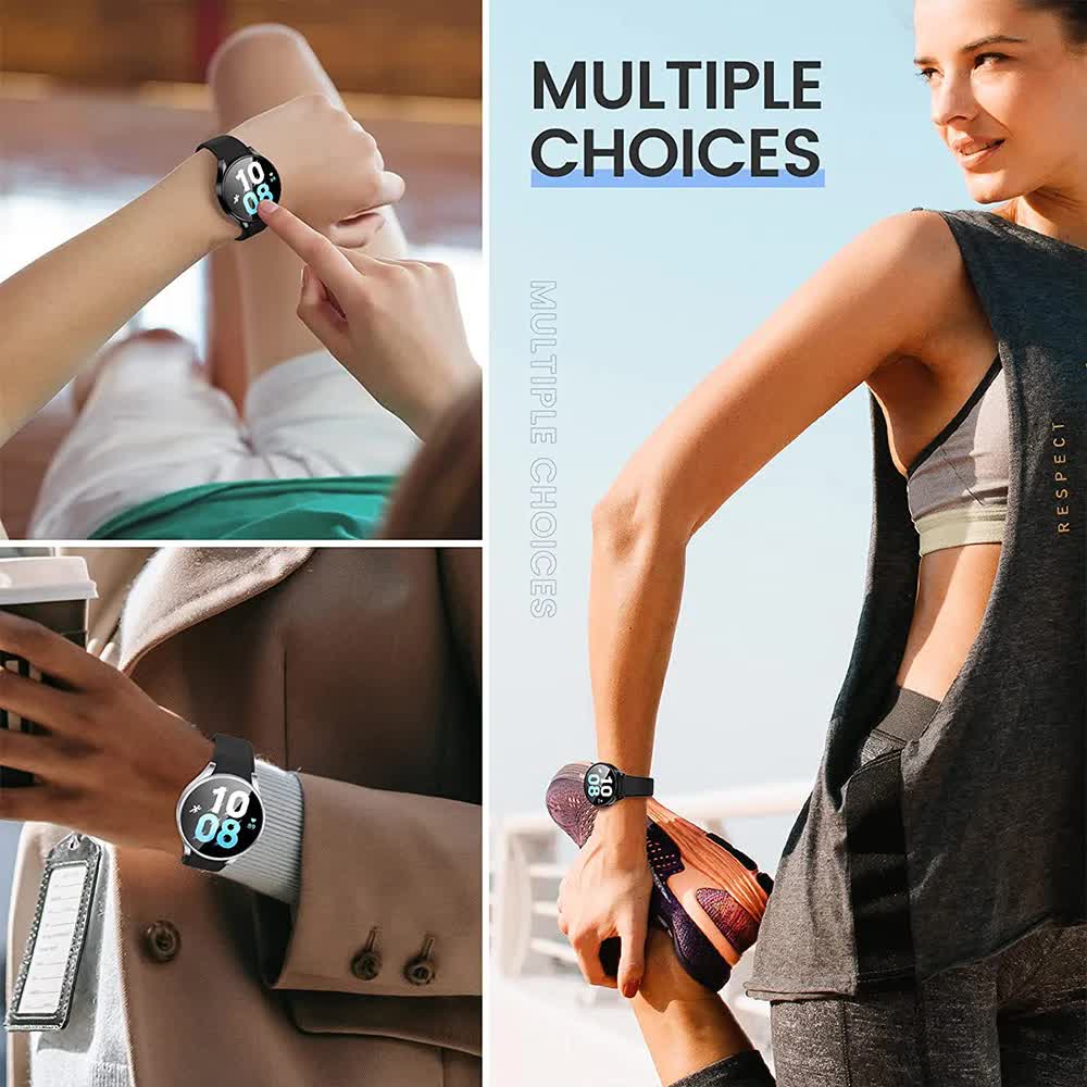 Compatible with Samsung Galaxy Watch 4 5 6 Screen Protector Case 40mm 44mm with Silicone TPU Bumper Black Galaxy Watch6 44mm