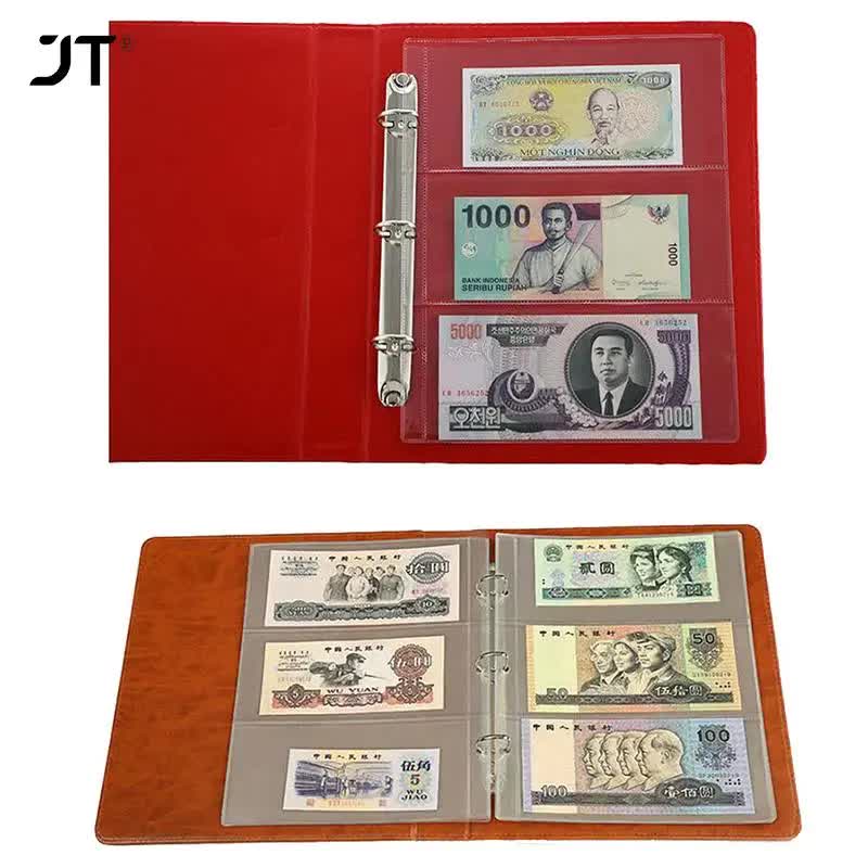 10 pcs/1 pc 3-compartment loose leaf banknote album page collector holder 1pc 3-slot 80x177mm