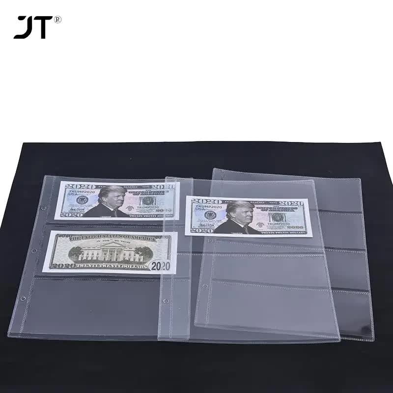10 pcs/1 pc 3-compartment loose leaf banknote album page collector holder 1pc 3-slot 80x177mm