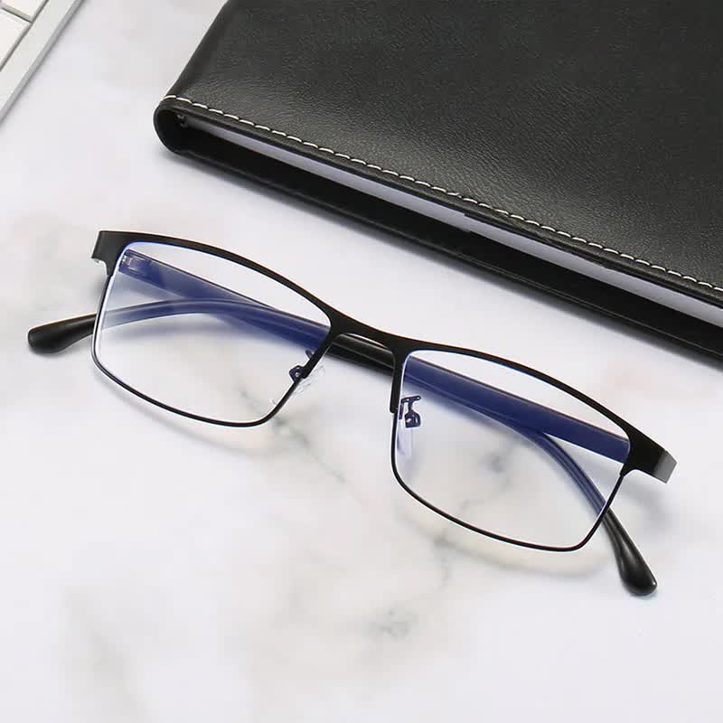 Anti-blue Light Myopia Glasses Ready-made Business Men Women Metal Square Glasses Diopter 0 -0.5 -1.0 -1.5 To -6.0 3