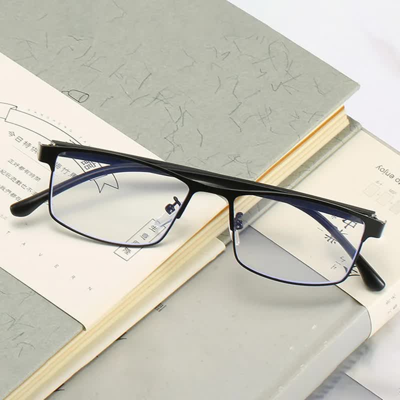 Anti-blue Light Myopia Glasses Ready-made Business Men Women Metal Square Glasses Diopter 0 -0.5 -1.0 -1.5 To -6.0 3