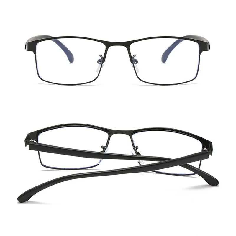 Anti-blue Light Myopia Glasses Ready-made Business Men Women Metal Square Glasses Diopter 0 -0.5 -1.0 -1.5 To -6.0 3
