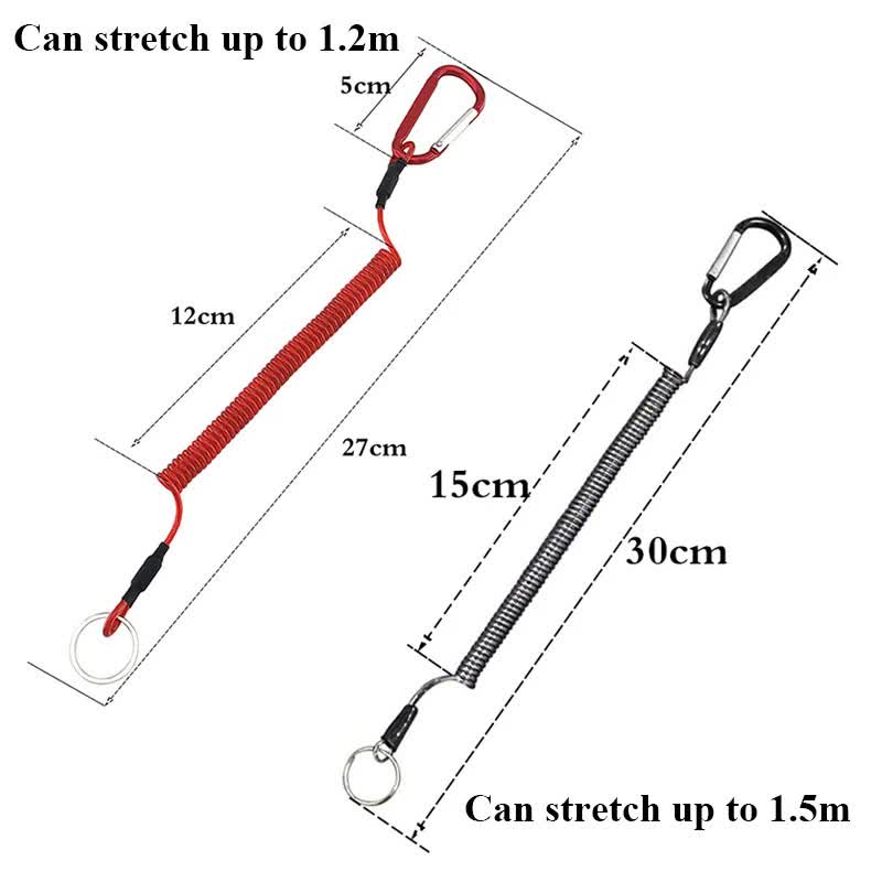 Anti-Lost Phone Spring Key Cord Compatible with Outdoor Spiral Stretch Keychain Elastic Spring Rope Metal Carabiner Lock Hook 5 1.2m