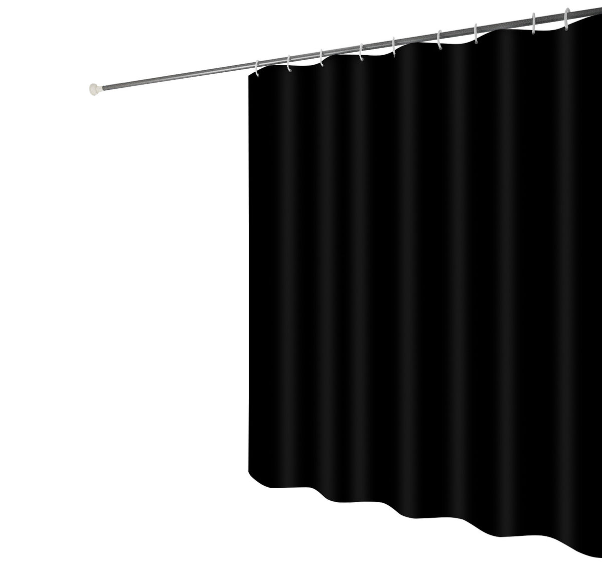 Black Waterproof Mildew Resistant Solid Color Shower Curtain