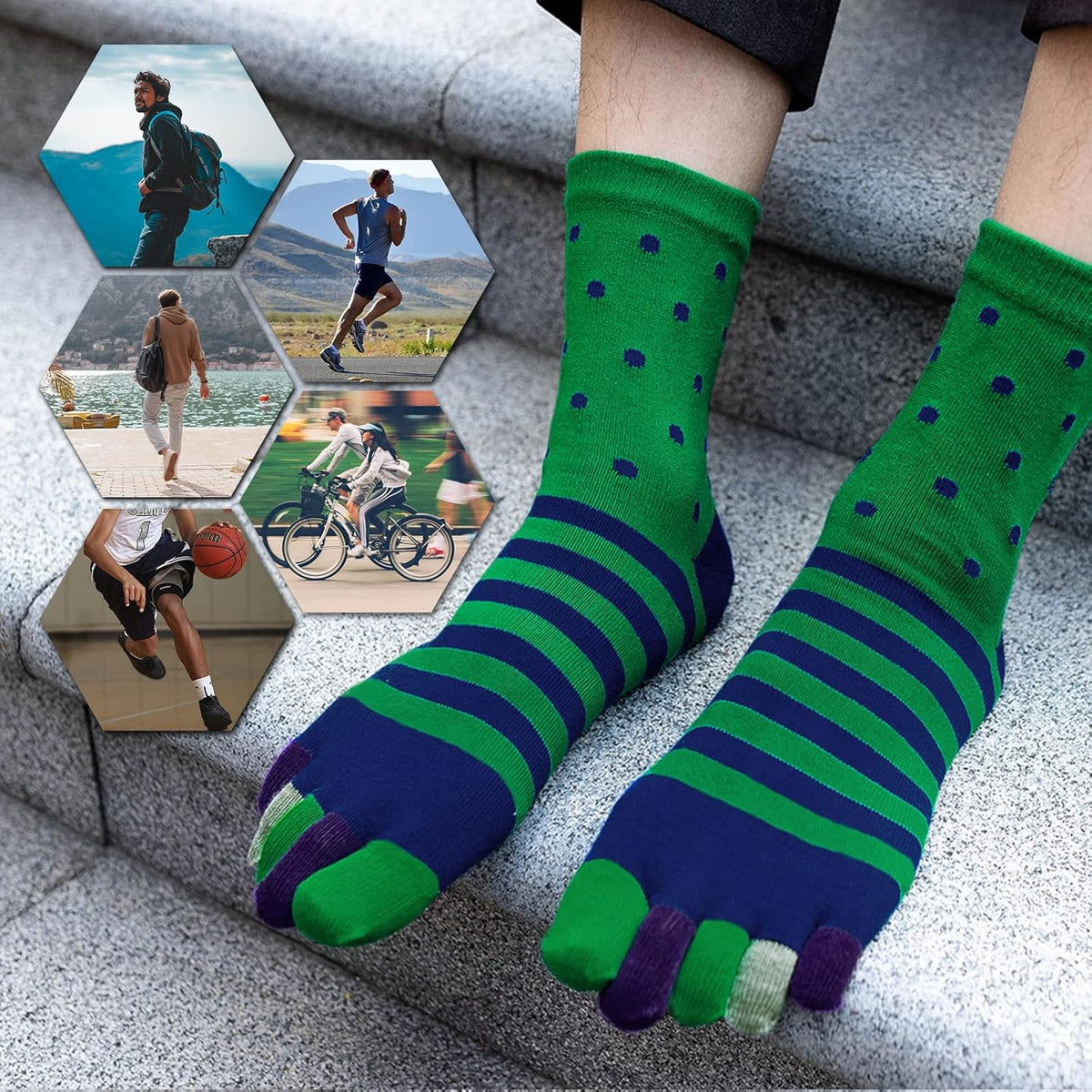 Men's 5 Finger Socks with Split Toe Socks, Sports Five Finger Socks for Men