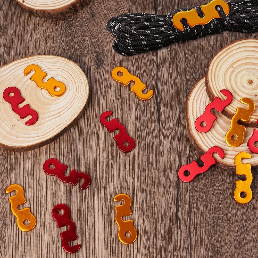 Rope Adjuster, 16pcs Aluminum Rope Tensioner, Tent Wind Rope Buckle, Rope Tensioner for Camping Hiking Backpacking Picnic Outdoor Tent Accessories 16 Pieces - Red Opening