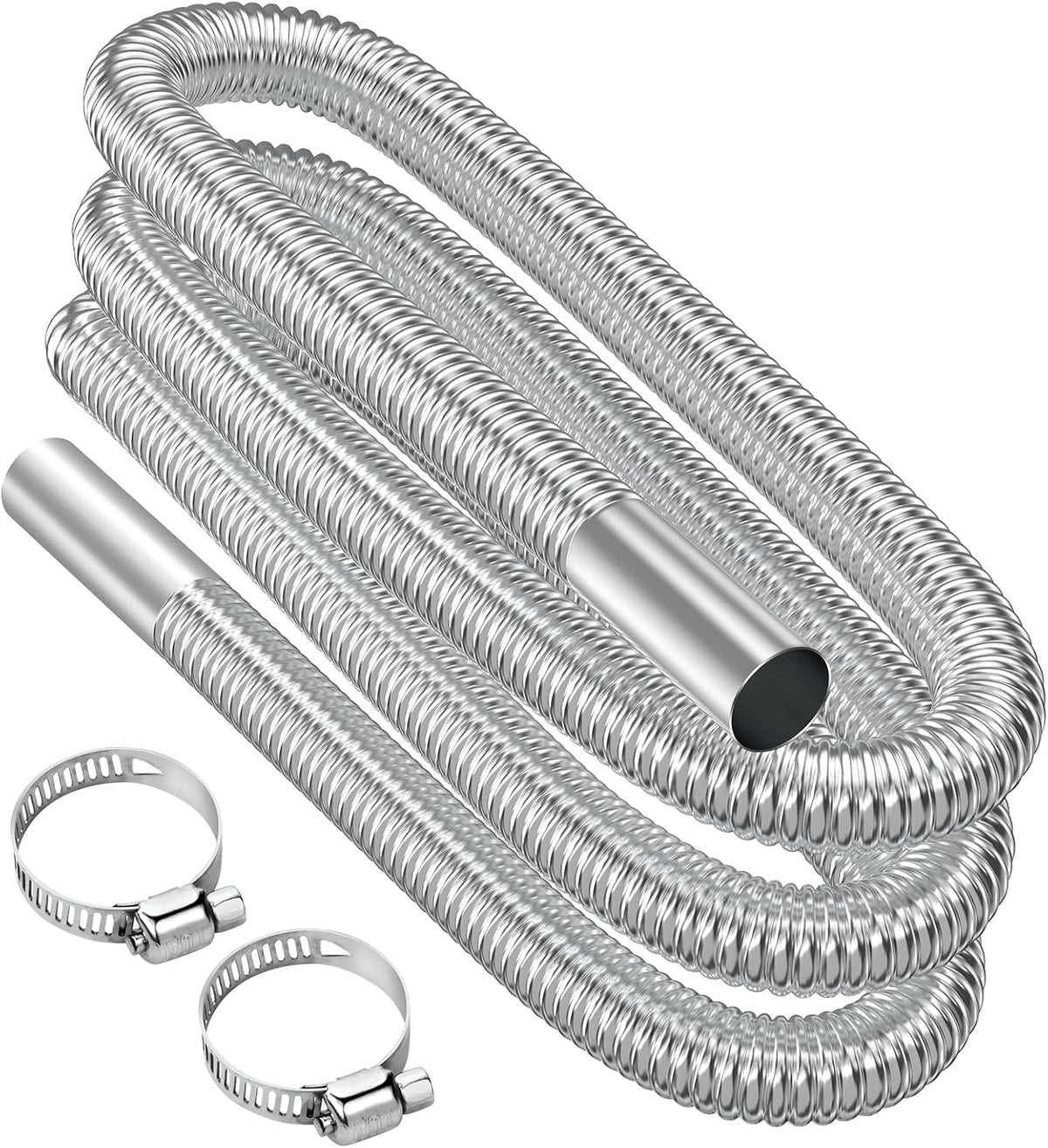 Stainless Steel Air Heater Hose 300cm Ø 2.5cm Exhaust Pipe with 2 Clamps for Parking Heater
