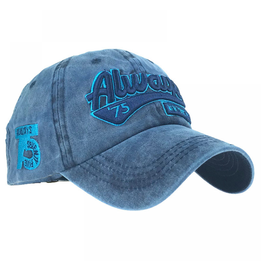 Baseball cap washed full cap fringed sun hat men and women Blue Blue