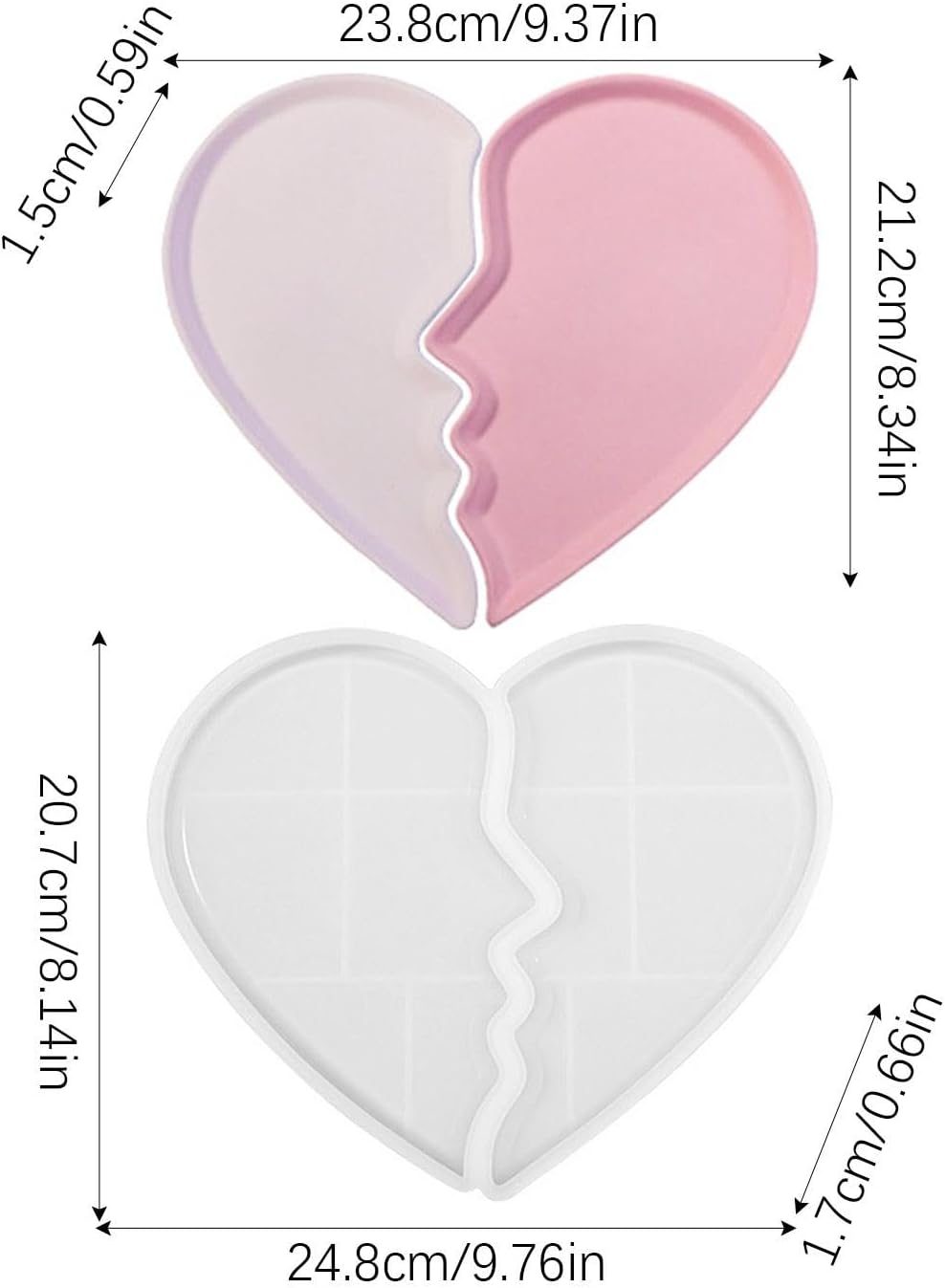 Heart Jewelry Tray Silicone Mold, Epoxy Resin Casting Mold for Jewelry Storage