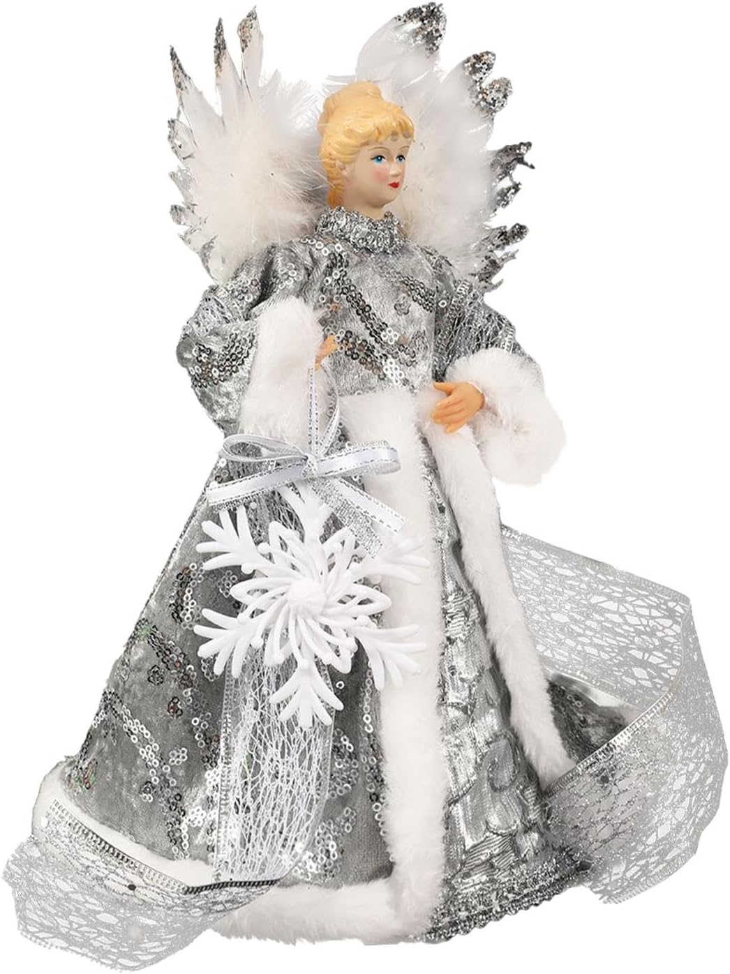Christmas Tree Angel Tops with White Feather Wings Ornament