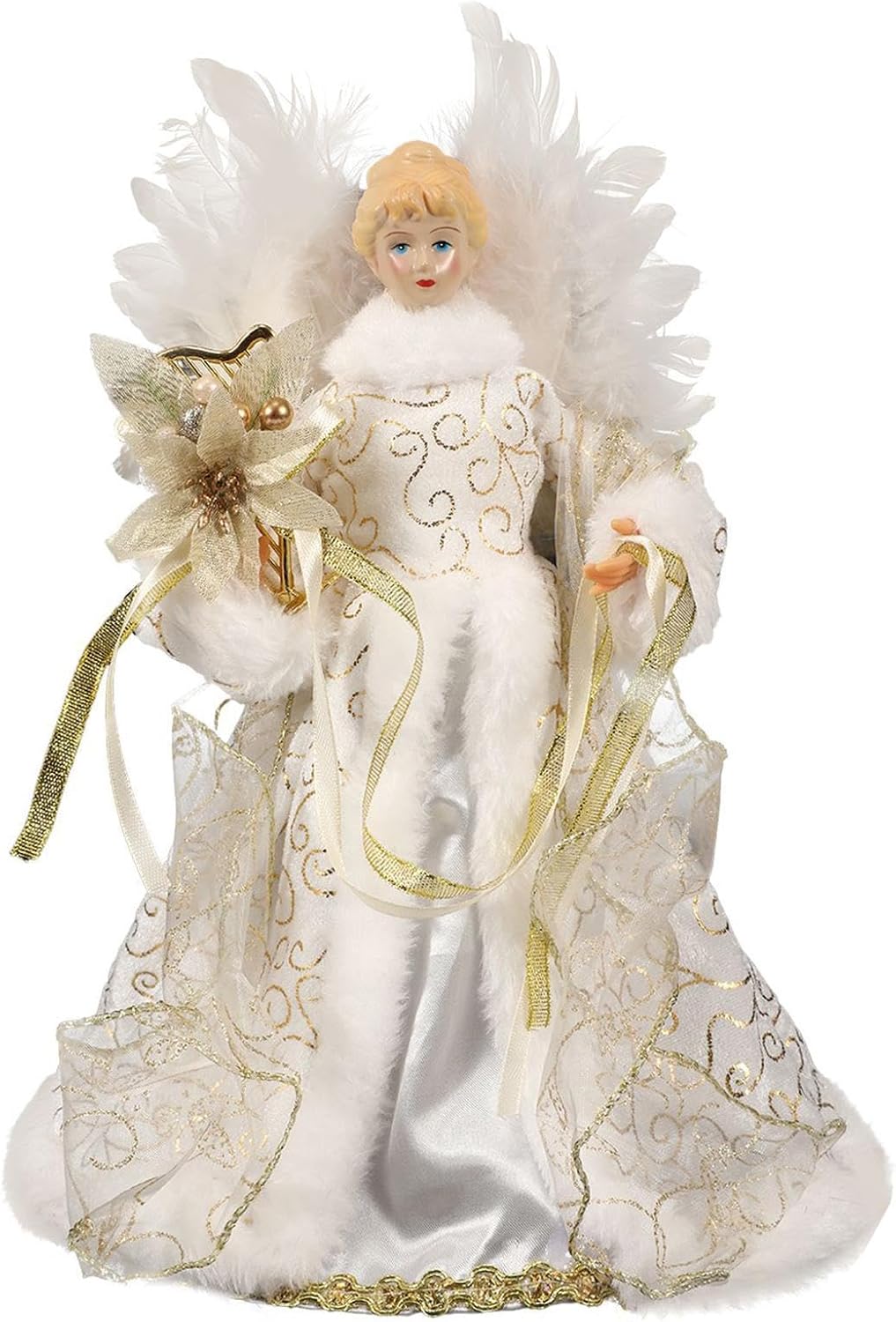 Christmas Tree Angel Tops with White Feather Wings Decorative Ornaments for Holiday Decor
