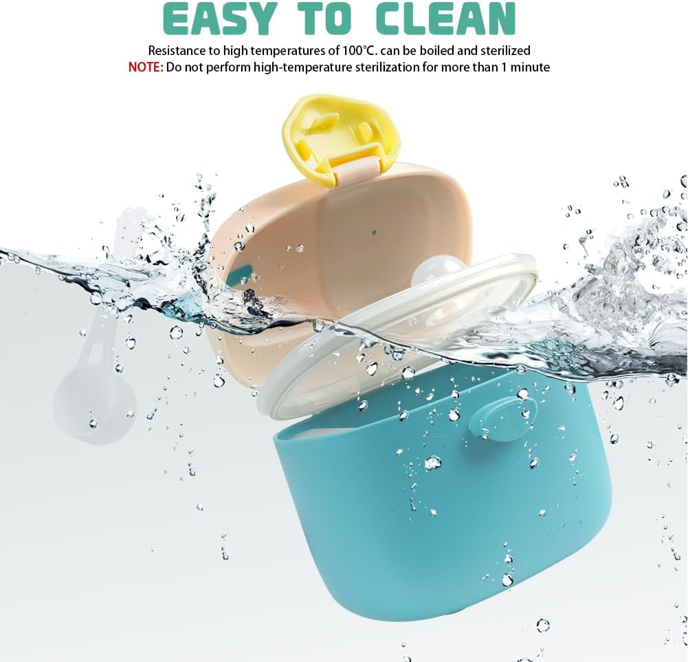 Milk Dispenser Cans, Milk Powder Dosing Box with Spoon, Capacity is about 230g/46 Spoons, Portable Baby Milk Powder Container (Green Calf) Green