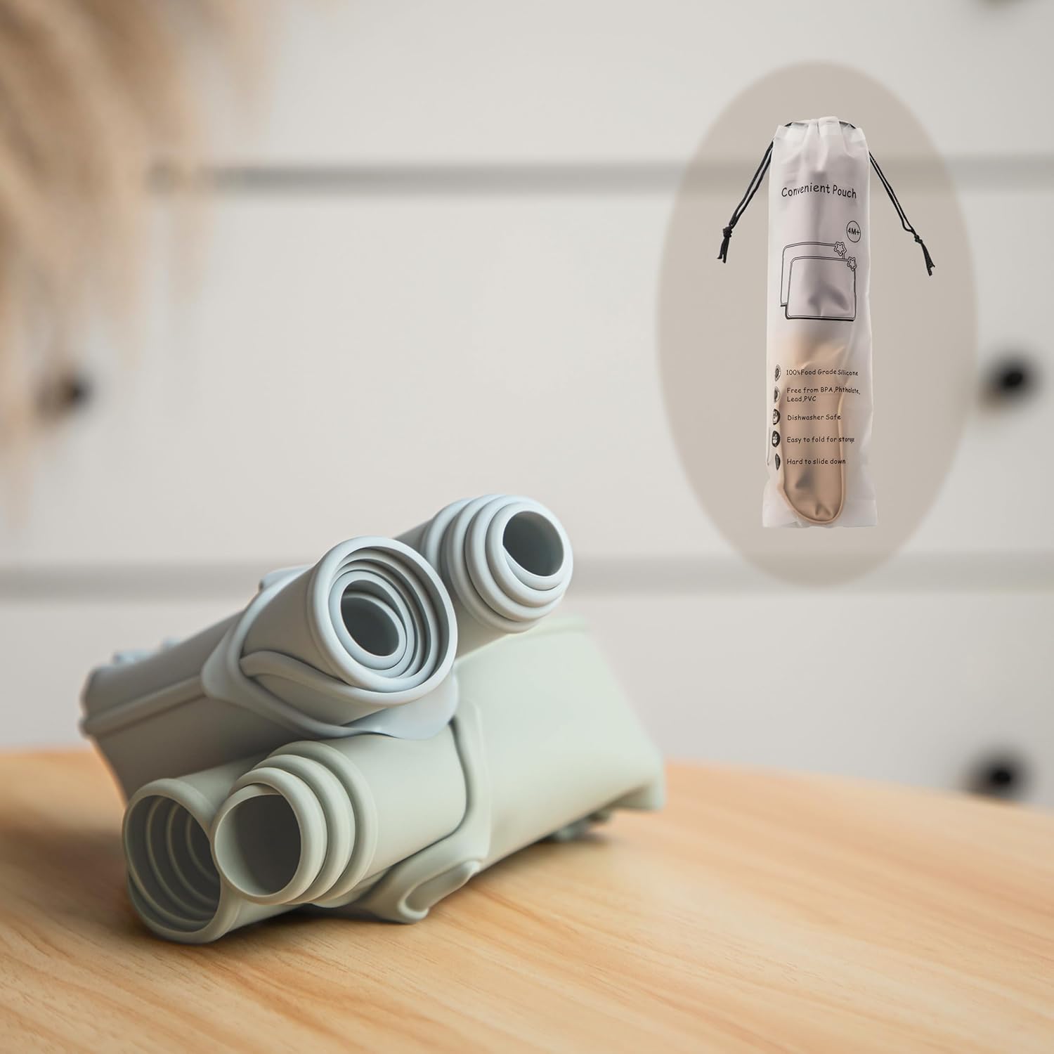 Silicone Baby Placemat 2-Pack Non-Slip Washable BPA-Free for Kids Light Mauve Skin Tones