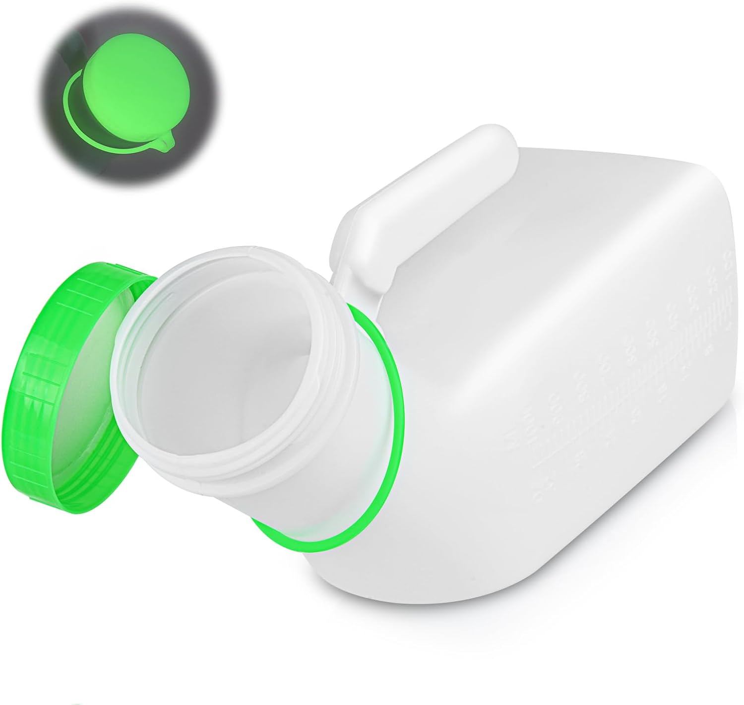 Urinal Bottle for Men, Glow-in-the-Dark 1000ml Pee Bottle for Travel & Incontinence Green